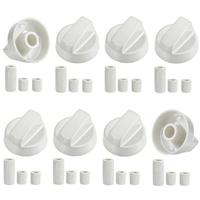 8 Pack Universal Cooker Knobs Replacement Set with 24 Accessories Fits Gas Hobs, Electric Ovens & Thermostats, Heatproof Control Dials for Cookers, Stoves & Kitchen Appliances