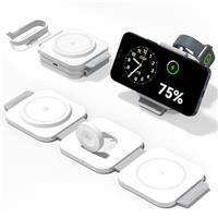 3 in 1 Wireless Charging Station for Apple Devices, Foldable Portable Fast for MagSafe Charger Stand, Travel Magnetic Wireless Charging Dock for iPhone 16/15/14/13/12, Apple Watch, AirPods Pro 4 3 2