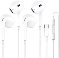 2 Pack USB C Headphones,Type C Earphones Wired for iPhone 16 HiFi Stereo Noise Earbuds reduction with Mic&Volume Control,for Samsung Galaxy S23 S22 S21 S20,iPhone 15/16/Pro,Google Pixel,OnePlus