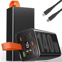 70000mAh 140W Fast Charging Power Bank for Laptop with 5 Output & 100W charging cable, PD3.1 QC4.0 USB C Large Battery Pack with LED Display & SOS Flashlight for Phones Tablet Travel Outdoor