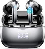 Wireless Earbuds, Bluetooth 5.3 Headphones In Ear with 4 ENC Noise Cancelling Mic, 56H Playtime Wireless Headphones with LED Display, IPX7 Waterproof Ear Buds with USB-C For Sport, Gradient Black.