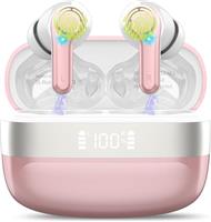 OWMSIC Wireless Earbuds, Bluetooth 5.3 Noise Cancelling Earphones HiFi Stereo with 4 ENC Mic, 48H Bluetooth Earbuds Wireless with LED Power Display, IPX7 Waterproof Ear Buds with iOS Android. Black