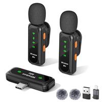 Wireless Lavalier Microphone & Receiver for iPhone, iPad, Android, PC - 2 Mini Lapel Mic with Noise Cancelling, Clear Audio for YouTube, TikTok, Vlogging & Content Creation