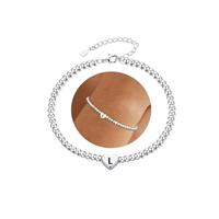 DORANA Sterling Silver Initial Bracelet for Women Letter A-Z Heart Bracelets Non Tarnish Christmas Birthday Gifts for Girls Daughter Sister Friends Jewellery