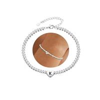 DORANA Sterling Silver Initial Bracelet for Women Letter A-Z Heart Bracelets Non Tarnish Christmas Birthday Gifts for Girls Daughter Sister Friends Jewellery