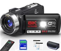 Delmodes Camcorder 80MP 4K Video Camera 18X Digital Zoom Vlogging Camera for YouTube IR Night Vision 3.0" IPS Screen Camcorder with 32GB SD Card, Microphone, Remote Control and 2 Batteries