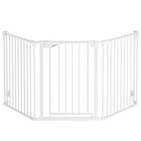 The Fellie Stair Gates for Dogs & Doorways, 180CM Foldable Dog Gate with Automatic Closing, Fire Guard Metal Playpen, Indoor Safety Barrier for Dogs/Pet/Child/Christmas Tree Fence, 213x75cm