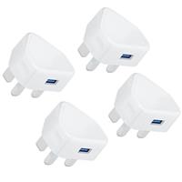 4 Pack USB Plug Charger, Multi USB Wall Plug Adaptor UK Android Phone Charing Power Adapter Mains Charge 5V/1AMP Multipack Single Port Charging for iPhone 14 13 12 11/10/Xs/XS Max/XR/X/8/7/6 Plus/5/4