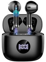 Wireless Earbuds, 2025 Bluetooth 5.4 Headphones Stereo 3D Bass, in Ear Earphones with ENC Noise Cancelling Mics, 40H Playback Ear Buds, IP7 Waterproof with Bluetooth Earbuds Dual LED Display, USB C