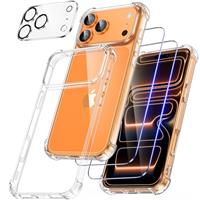 FLLAO 4 in 1 Phone Case Compatible with iPhone 16 Case with 2 Screen Protector and 1 Camera Lens Protector, Slim Soft TPU Shockproof Anti-Scratch iPhone 16 Phone Case Silicone Clear