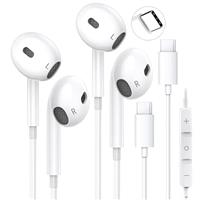 USB C Headphones for iPhone 16, 2 Pack USB Type C Earphones HiFi Stereo Noise Earbuds reduction with Mic&Volume Control for iPhone 16 15, iPad Pro, Galaxy S23/S22/S21/S20/Ultra Note 20, Pixel 7