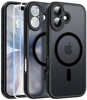 FLLAO Magnetic Case for iPhone 16 Pro Max 6.9-Inch Compatible with MagSafe, 1 Phone Cover with 2 Screen Protector, Full Camera Protection Shockproof Slim Phone Cover Translucent Matte Back, Black