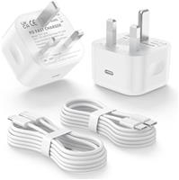 iPhone 16 15 Charger 2 Pack, iPhone16 Fast Charging 20W Plug USB C Fast Charge with 1.8M USBC Cable Compatible with iPhone 15/15 Pro/15 Pro Max/16e/16/16 Pro/16 Pro Max, iPad Pro/Air/Mini/11th/10th