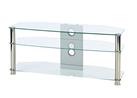 MMT Furniture Designs CL1150MMT Clear Glass TV Stand 1150mm wide for Up To 55 inch LCD LED 3D Plasma screens with chrome silver legs