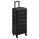 Yaheetech Professional Large 4-in-1 Makeup Vanity Case Beauty Cosmetics Organiser Rolling Case Hairdressing Trolley with Key Locks, 4 Tiers, All Black