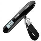 Electronic Luggage Scale, 4UMOR Portable Digital Suitcase Hanging Scales with Tare Function Weighing Scale with Backlit Display for Travel/Outdoor/Home Use, 110 lb/ 50 KG Capacity Black