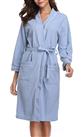 Vlazom Waffle Dressing Gowns Unisex Kimono Robe Cotton Lightweight Bathrobe for All Seasons Spa Hote
