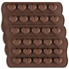 homEdge 15-Cavity Heart Shape Chocolate Mold, Set of 4 PCS Silicone Valentine Heart Chocolate Gummy 