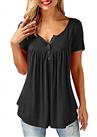 Beluring Women Casual V Neck Pleated Tunic Tops Shirts Blouse
