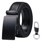flintronic Mens Leather Belt, Automatic Buckle Leather Ratchet Belt 3.5cm * 125cm (Keychain & Gi
