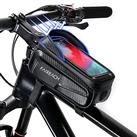 Faireach Bike Handlebar Bag with Mobile Phone Holder, Bicycle Frame Top Tube Pouch, Waterproof Cycle Cell Phone Mount with Touch Screen Window, for iPhone Samsung Smart Phone up to 6.8''