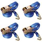 4 x 800 kg 5m Heavy Duty Ratchet Straps with J-hooks,JAKAGO Adjustable Tie Down Straps for Luggage/Cargo/Vans/Motorcycle/Moving Appliances