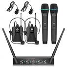 Debra Audio Pro UHF 4 Channel Wireless Microphone System With Cordless Handheld Lavalier Headset Mics, Metal Receiver, Ideal For Karaoke Church Party