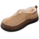 EverFoams Men's Micro Suede Memory Foam Moccasin Slippers with Fuzzy Sherpa Lining and Anti-skid Sol