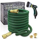 TheFitLife Expandable Garden Hose Pipe - Triple Core Latex and Solid Metal Fittings 8 Pattern Spray Nozzle EU Standard Expanding Kink Free Easy Storage Flexible Water Hose