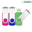 Memory Stick,32GB USB Stick 3 Pack,JEVDES USB 2.0 Flash Drive,Pen Drive Swivel Design, Thumb Drive for Data Stick Jump Drive with LED Light (3 Colors)