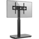 RFIVER TV Floor Stand Tall TV Stand with Bracket for 32 to 65 inch TVs, Slim Corner TV Stand Height Adjustable Swivel TV Stand with Glass Base Max VESA 400x400mm up to35kg, Black