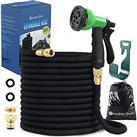 GRANDMA SHARK Upgraded Expandable Garden Hose with 8 Modes Water Spray Gun, Durable 3450D Weave and Solid Brass Connectors, Garden Hose Reel,No-Kink Flexible Magic Water Pipe(100ft/30m)