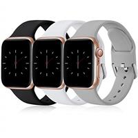 Wepro Pack 3 Straps Compatible with Apple Watch Strap 44mm 40mm 38mm 42mm 45mm 41mm 49mm, Soft Silicone Strap for iWatch Series 9 8 7 6 5 4 3 2 1 SE Ultra