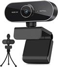 Webcam with Microphone and Tripod for PC, Desktop, Laptop, Plug and Play USB Web Camera with Privacy Cover, 1080P Full HD Webcam for Conference, Studying, Zoom, Skype, Compatible Windows, Mac Android