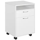 HOMCOM 60cm Filing Cabinet w/Drawer Open Shelf Metal Handles 4 Wheels Office Home File Organiser Paperwork Mobile Printer