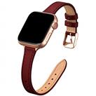 SUNFWR Compatible with Apple Watch Strap 42mm 44mm 45mm,Genuine Leather Strap Replacement,Slim&Thin Wristband for iwatch Series 7/6/5/4/3/2/1,SE(42mm 44mm 45mm,Red&Rosegold)