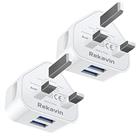 Rekavin USB Plug Charger [2 Pack], Dual USB Plug Adapter UK Wall Mains Charge 2Port with Smart IC Fast Charging Technology for iPhone 11 XS Max XR X 8 7 6,iPad Pro 2018,Samsung,Huawei,Android ec