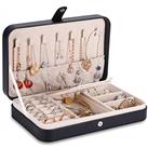 LANDICI Small Jewellery Box Organiser for Women Girls, PU Leather Travel Jewelry Storage Case, Porta