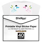 HTVRONT Printable Vinyl for Inkjet Printer & Laser Printer, 30 Pcs Glossy Sticker Paper for Printers, Waterproof & Dry Quickly Printable Vinyl Sticker Paper for HP, Epson and Printers, 216x280mm
