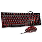 Rii RK108 Gaming Keyboard and Mouse Set,Wired LED Light Up Keyboard Mouse with 3 Colors Backlit (Red