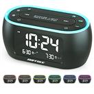 Buffbee Bedside Alarm Clock Radio with 7 Color Night Light,Dual Alarm, Snooze, Dimmer, USB Charger, Nap Timer, Digital Alarm Clock with FM Radio, Auto-Off Timer,Mains Powered with Battery Backup-White