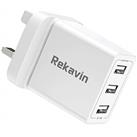 2 Pack USB Plug Charger,Rekavin 4 Port Multi USB Plug Adapter UK 25W/5A Wall Charger Mains with Smart IC Fast Charging for iPhone 11 pro Max XS XR X SE2020 10 8 7 6 ipad,Samsung S10 S9 S8 S7,Huawei