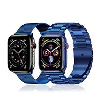 baklon Pack 2 Metal Strap Compatible with Apple Watch Strap 38/40/4142/44/45/49mm, Apple Watch Band Stainless Steel Mesh Loop Replacement Wristband Compatible with iWatch Series SE 8 7 6 5 4 3 2 1