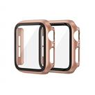 EDIMENS 2 Pack Hard PC Case Compatible with Apple Watch 41mm Series 7 Series 8 Women Men, Overall PC Case Slim Tempered Glass Screen Protector Protective Cover for Apple Watch 41mm SE Rose Gold