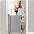 Momcozy Retractable Stair Gate for Baby, Extends up to 140cm Wide, 83cm Tall, Extra Wide Baby Safety Gate, One Handed Silent Operation Baby Gate for Stairways/Hallways/Indoor/Outdoor, Grey