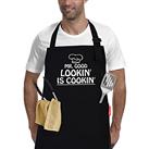 APRONPANDA Cooking Aprons for Men with Pockets, Adjustable Apron for Home Kitchen, BBQ Grilling, Cooking Gifts for Men Chef, Christmas Gifts for Men, Dad, Husband, Grandad Birthday Gifts