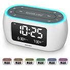 Buffbee Bedside Alarm Clock Radio with 7 Color Night Light,Dual Alarm, Snooze, Dimmer, USB Charger, Nap Timer, Digital Alarm Clock with FM Radio, Auto-Off Timer,Mains Powered with Battery Backup-White