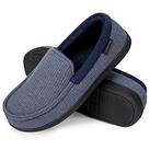 EverFoams Men's Comfort Memory Foam Moccasin Slippers Breathable Terry Cloth House Shoes with Anti-S