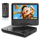WONNIE 9.5 Portable DVD Player with 7 HD Swivel Screen for Kids and Car, Dual Stereo Speakers, Built-in Rechargeable Battery,Support SD/USB/AV-IN/AV-OUT