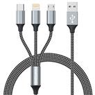 SIZUKA Charger Cable, Multi Charger Cable 3 in 1 Multiple USB Cable Nylon Braided with iPhone Micro USB Type C Cable Connector for iPhone, Android Samsung, Huawei, Nexus, Nokia,LG, Sony, PS4